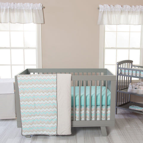 Image of Seashore Waves 3 Piece Crib Bedding Set