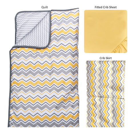 Image of Buttercup Zigzag 3 Piece Crib Bedding Set