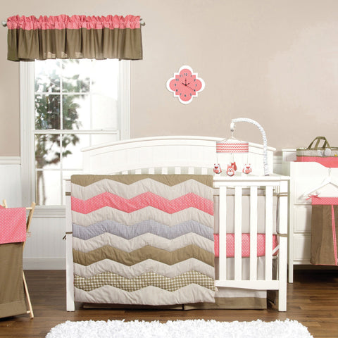 Image of Coral Chevron Musical Crib Mobile