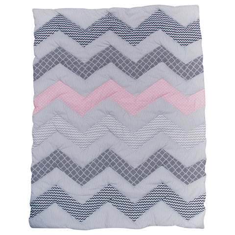 Image of Cotton Candy Chevron 3 Piece Crib Bedding Set