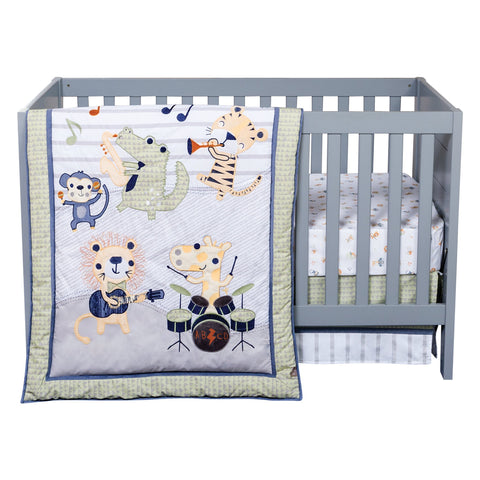 Image of Safari Rock Band 6 Piece Crib Bedding Set