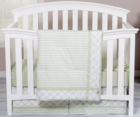 Image of Sea Foam 3 Piece Crib Bedding Set