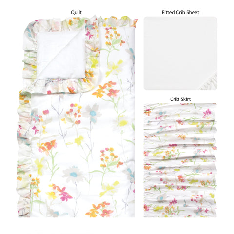 Image of Wildflowers 3 Piece Crib Bedding Set