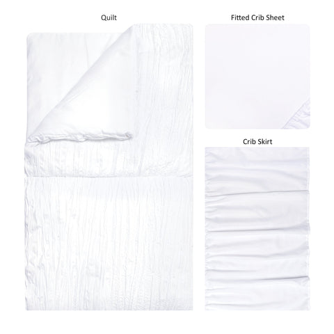 Image of Simply White 3 Piece Crib Bedding Set