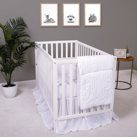 Image of Simply White 3 Piece Crib Bedding Set