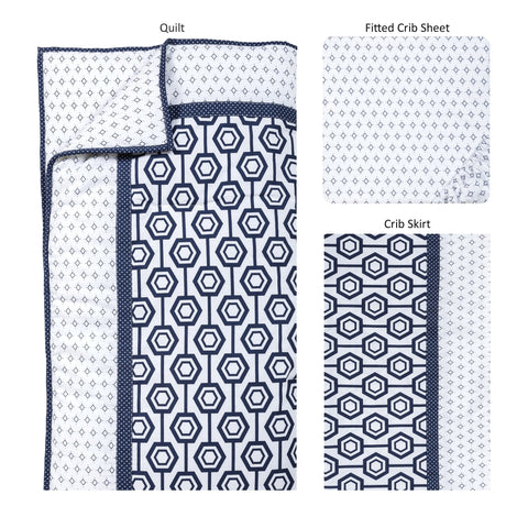Image of Hexagon 3 Piece Crib Bedding Set