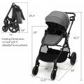 Image of Costway Foldable High Landscape Baby Stroller with Reversible Reclining Seat