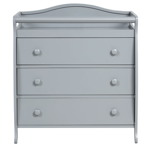 Image of 3-Drawer Dresser Changing Table with Safety Belt Guardrails in Gray