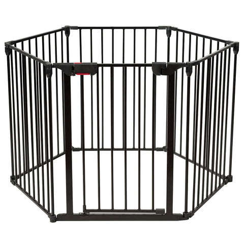 Image of Costway 6 Panel Wall-mount Adjustable Baby Safe Metal Fence Barrier