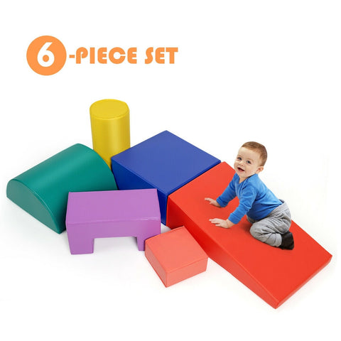 Image of Costway 6 Piece Climb Crawl Play Set Indoor Kids Toddler