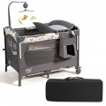 Image of Costway 3-in-1 Convertible Portable Baby Playard with Music Box, Wheel and Brakes
