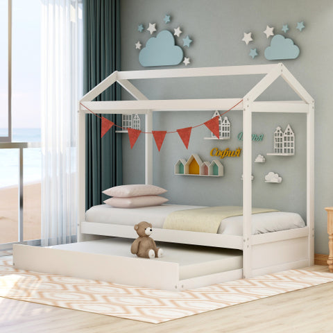 Image of Kids House Bed with Trundle