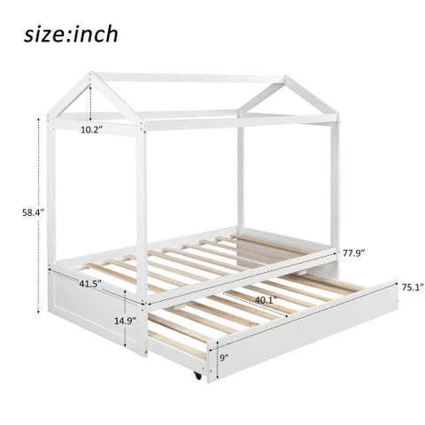 Image of Kids House Bed with Trundle