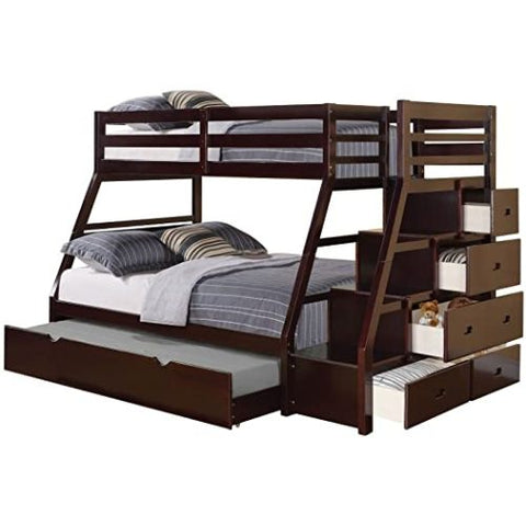 Image of ACME Jason Twin/Full Bunk Bed with Storage Ladder/Trundle