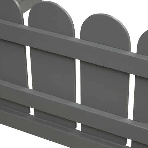 Image of Lucky Furniture Twin Size Wood House Bed with Fence For Kids, Teens