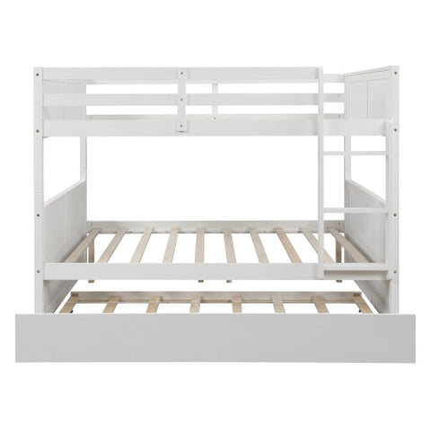 Image of Lucky Furniture Full Over Full Bunk Bed with Twin Size Trundle, White