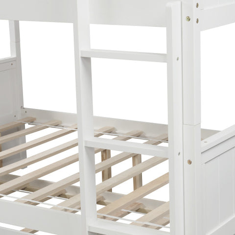 Image of Lucky Furniture Full Over Full Bunk Bed with Twin Size Trundle, White