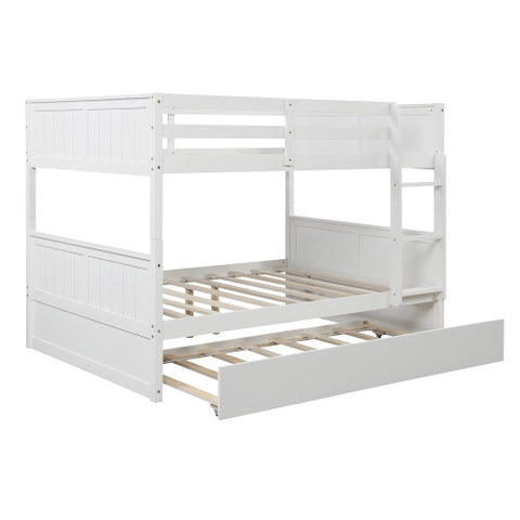 Image of Lucky Furniture Full Over Full Bunk Bed with Twin Size Trundle, White