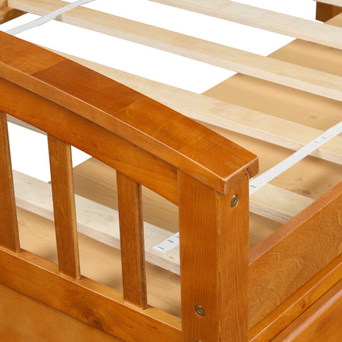 Image of Oris Fur. Twin Size Platform Storage Bed Solid Wood Bed with 6 Drawers in Oak