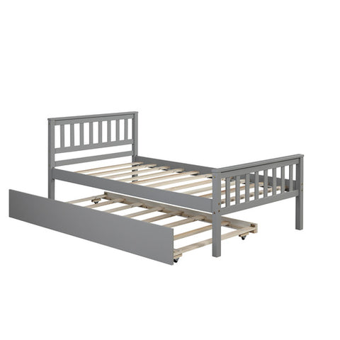 Image of Twin Bed with Trundle For Kids and Toddlers in Grey or White