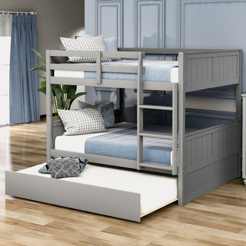 Image of Lucky Furniture Full Over Full Bunk Bed with Twin Size Trundle, White