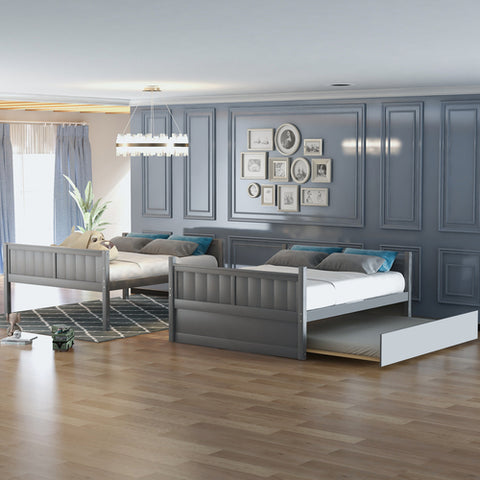 Image of Lucky Furniture Full Over Full Bunk Bed with Twin Size Trundle, White