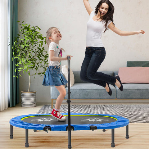 Image of MRS Parent-Child Twin Trampoline with Adjustable Handrail and Safety Cover