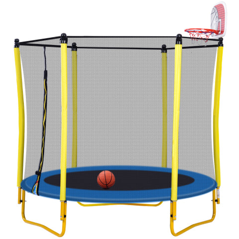 Image of 5.5FT Trampoline for Kids - 65" Mini Toddler Trampoline with Enclosure