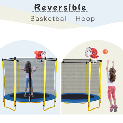 Image of 5.5FT Trampoline for Kids - 65" Mini Toddler Trampoline with Enclosure