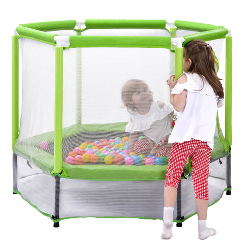 Image of MRS 55” Toddlers Trampoline with Safety Enclosure Net and Balls