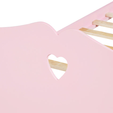 Image of Lucky Furniture Pink Twin Size Wood Platform Bed with Headboard,Footboard and Wood Slat Support