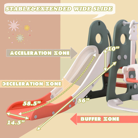 Image of 6 in 1 Toddler Slide Adjustable Swing Set with Basketball Hoop & Golf