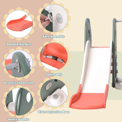 Image of 6 in 1 Toddler Slide Adjustable Swing Set with Basketball Hoop & Golf