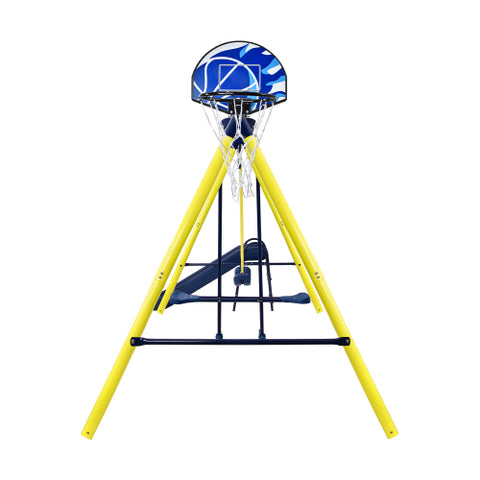 Image of MRS 5 in 1 Outdoor Swing and Slide PlaySet with Seesaw Swing, Basketball Hoop