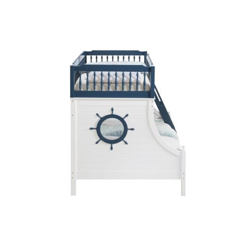 Image of ACME Farah Twin/Full Bunk Bed, Nautical Navy Blue & White Finish