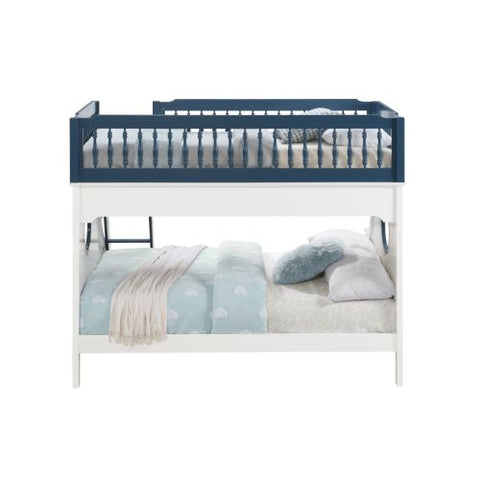 Image of ACME Farah Twin/Full Bunk Bed, Nautical Navy Blue & White Finish