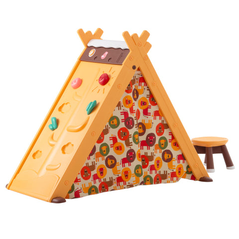 Image of Kids 4 in 1 Play Tent with Stool and Climber, Foldable Playhouse Tent