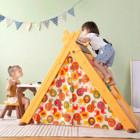 Image of Kids 4 in 1 Play Tent with Stool and Climber, Foldable Playhouse Tent