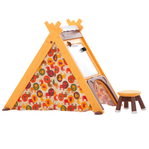 Image of Kids 4 in 1 Play Tent with Stool and Climber, Foldable Playhouse Tent