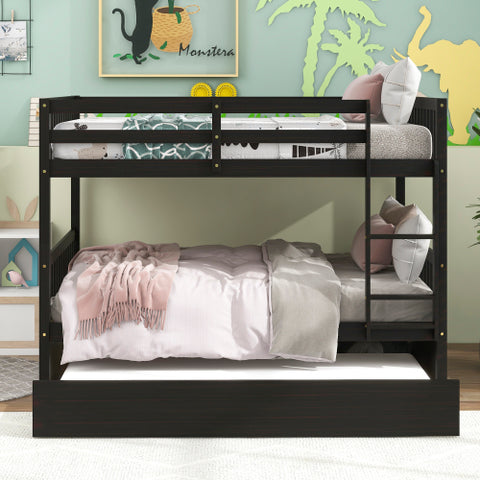 Image of Kaba Full Over Full Convertible Bunk Bed with Trundle in Grey