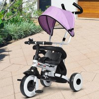 Image of Costway 6-in-1 Detachable Kids Baby Stroller Tricycle with Canopy and Safety Harness