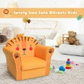 Image of Costway Kids Armrest Lion Upholstered Sofa