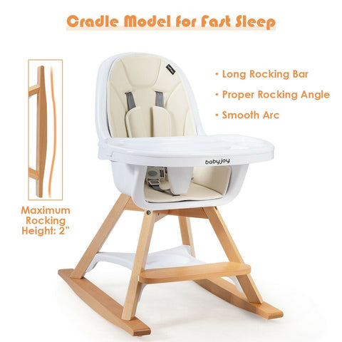 Image of Costway 3-in-1 Convertible Wooden Baby High Chair