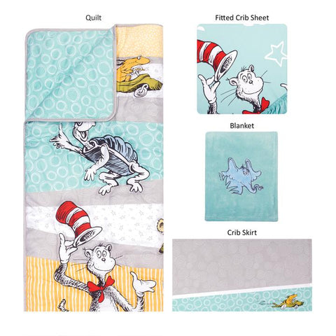 Image of Trend Lab Dr. Seuss Book Club 4 Piece Crib Bedding Set