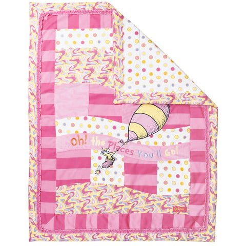 Image of Trend Lab Dr. Seuss Oh, the Places You'll Go! Pink 3 Piece Crib Bedding Set