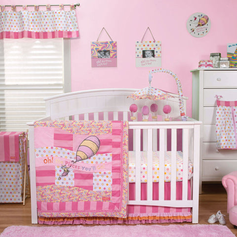 Image of Trend Lab Dr. Seuss Oh, the Places You'll Go! Pink 3 Piece Crib Bedding Set