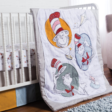 Image of Trend Lab Dr. Seuss Classic Cat in the Hat 3 Piece Crib Bedding Set