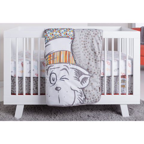 Image of Trend Lab Dr. Seuss Peek-a-Boo Cat in the Hat 4 Piece Crib Bedding Set