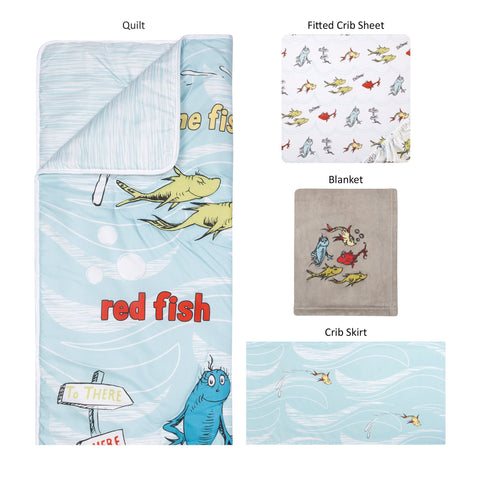 Image of Trend Lab Dr. Seuss One Fish Two Fish 4 Piece Crib Bedding Set