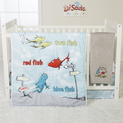 Image of Trend Lab Dr. Seuss One Fish Two Fish 4 Piece Crib Bedding Set